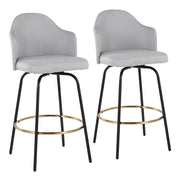 LumiSource Ahoy Counter Stool, Set/2, BK/Gold/GY/BAM - B26-AHOYCLAIREG2BKNALGY2
