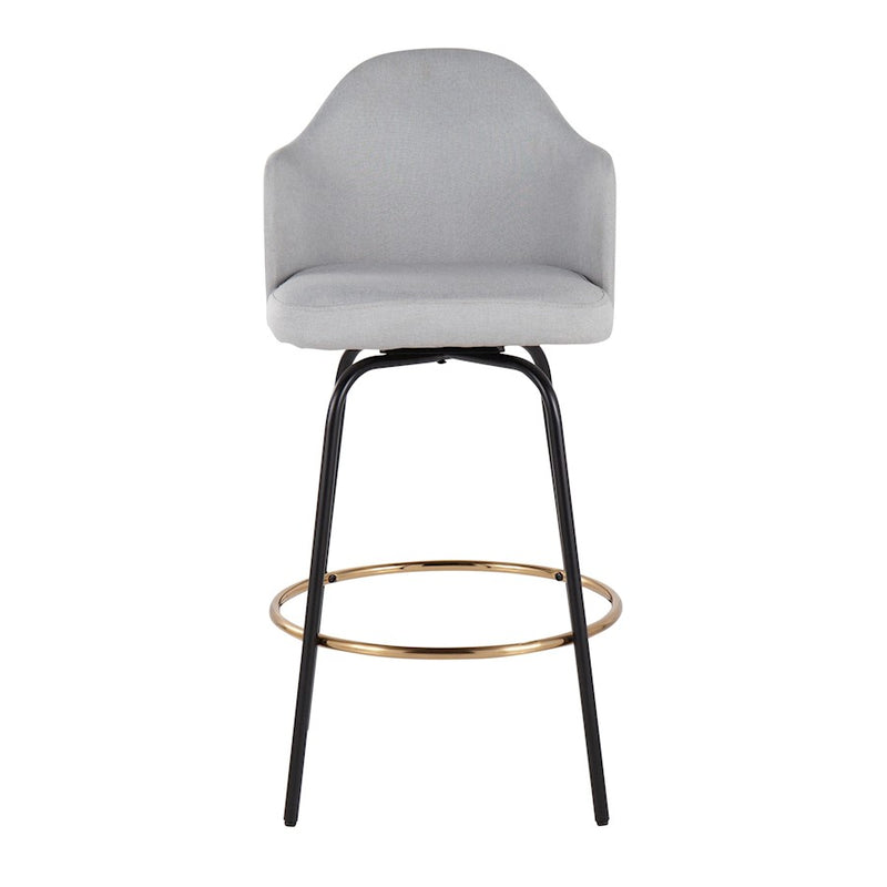 LumiSource Ahoy Counter Stool, Set of 2, Black/Gold/GY/BAM