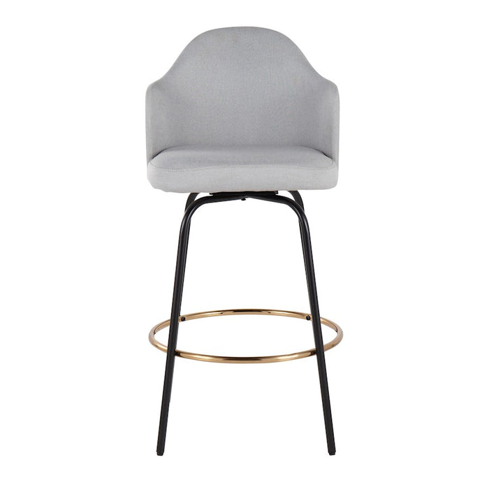 LumiSource Ahoy Counter Stool, Set of 2, Black/Gold/GY/BAM
