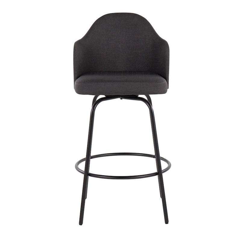 LumiSource Ahoy Counter Stool, Set of 2, Black/Charcoal/Bamboo
