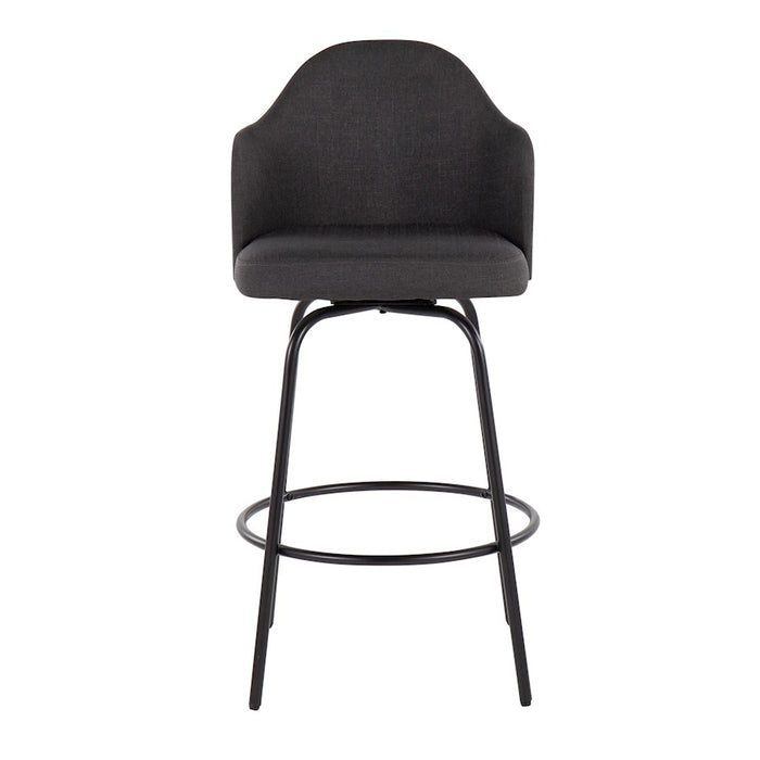 LumiSource Ahoy Counter Stool, Set of 2, Black/Charcoal/Bamboo