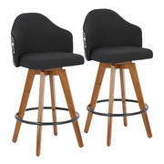 LumiSource Ahoy Counter Stool, Set/2, Walnut Bamboo/Black - B26-AHOYFLOR2-QWLBK2