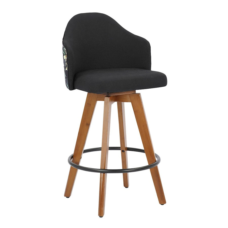 LumiSource Ahoy Counter Stool, Set of 2, Walnut Bamboo/Black