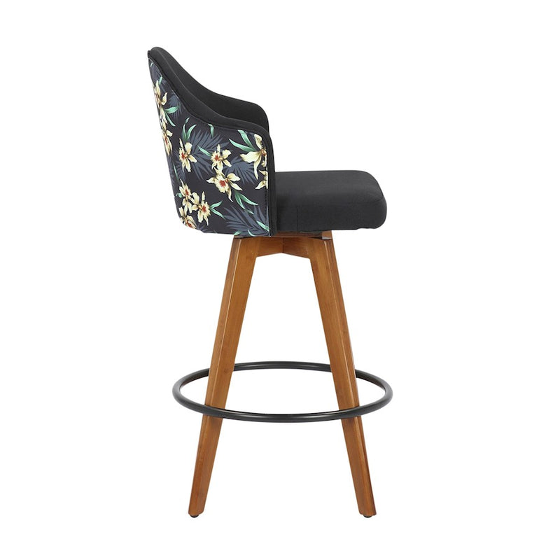 LumiSource Ahoy Counter Stool, Set of 2, Walnut Bamboo/Black