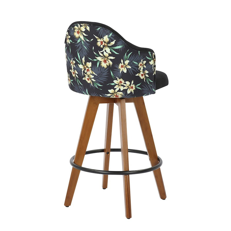 LumiSource Ahoy Counter Stool, Set of 2, Walnut Bamboo/Black