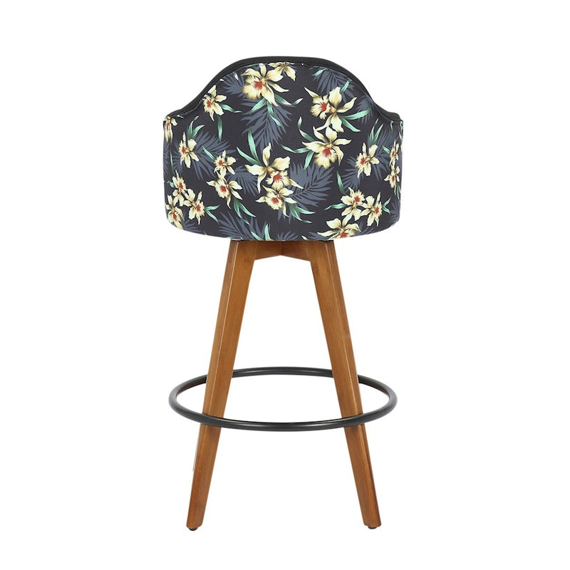 LumiSource Ahoy Counter Stool, Set of 2, Walnut Bamboo/Black