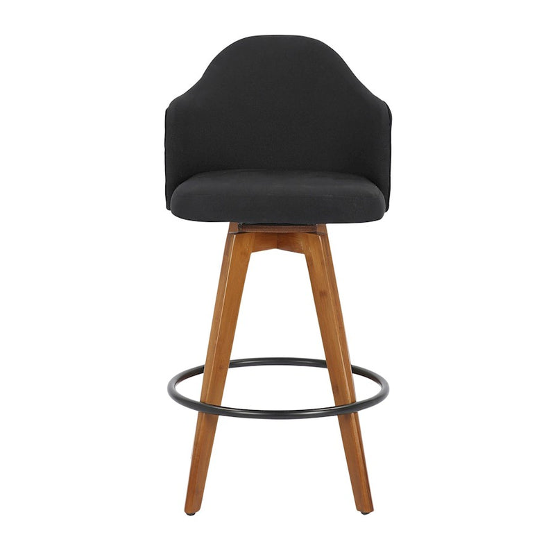 LumiSource Ahoy Counter Stool, Set of 2, Walnut Bamboo/Black
