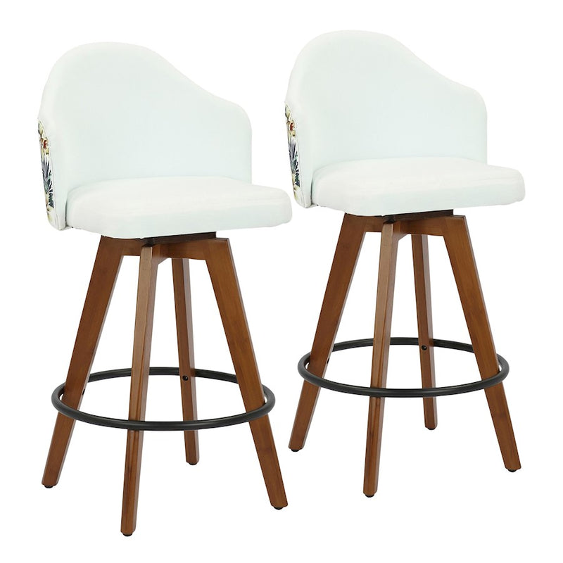 LumiSource Ahoy Counter Stool, Set/2, Wal Bamboo/WH/BK - B26-AHOYFLOR2-QWLW2