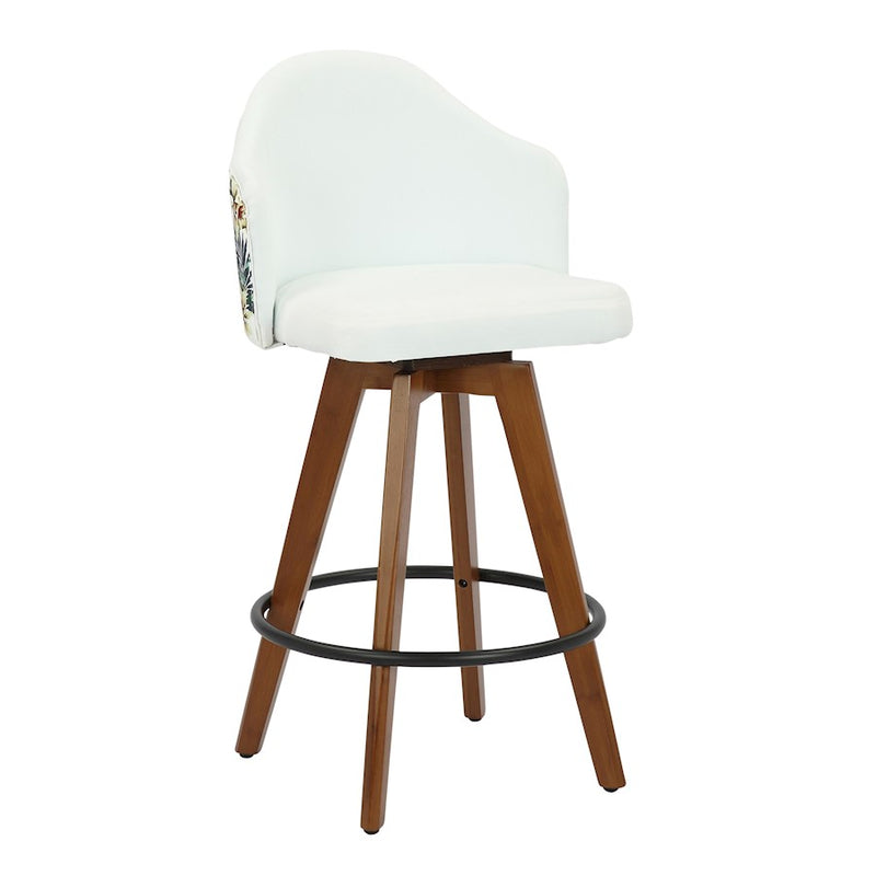 LumiSource Ahoy Counter Stool, Set of 2, Wal Bamboo/WH/Black