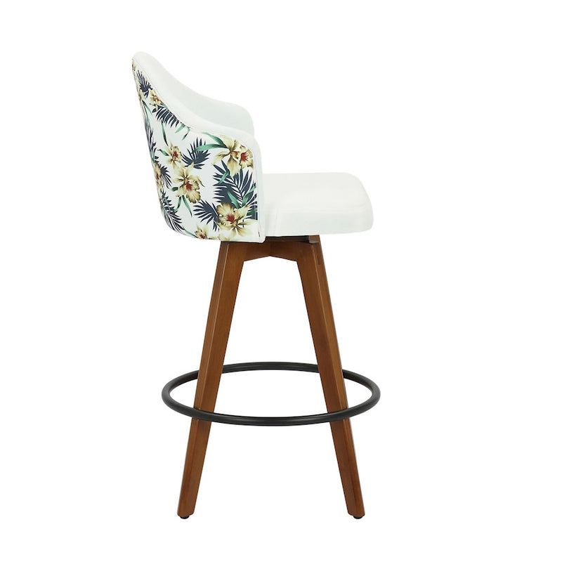 LumiSource Ahoy Counter Stool, Set of 2, Wal Bamboo/WH/Black