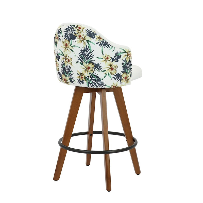 LumiSource Ahoy Counter Stool, Set of 2, Wal Bamboo/WH/Black