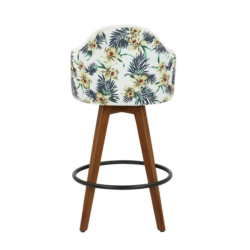 LumiSource Ahoy Counter Stool, Set of 2, Wal Bamboo/WH/Black