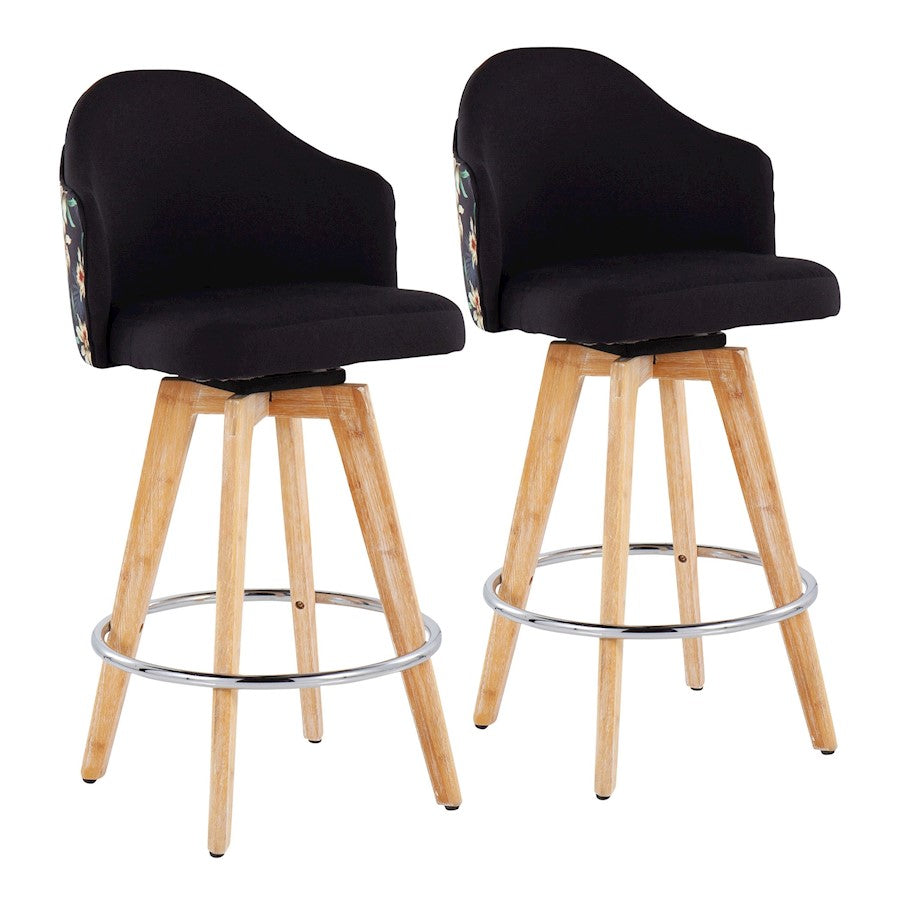 LumiSource Ahoy Counter Stool, Set of 2, Black/Chrome - B26-AHOYFLOR2-RNABK2