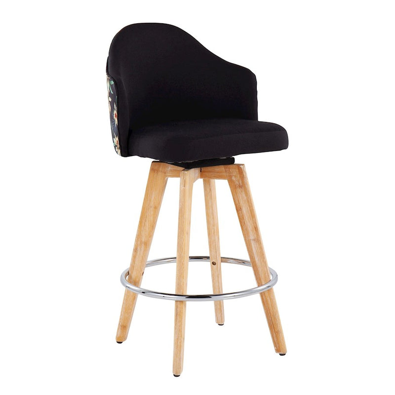 LumiSource Ahoy Counter Stool, Set of 2, Black/Chrome
