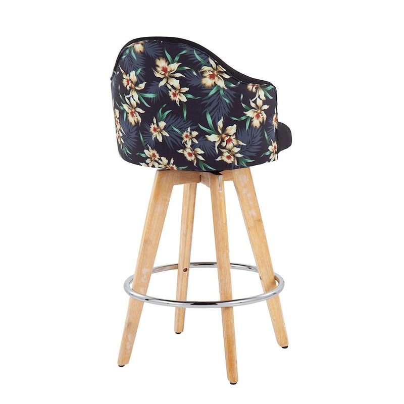 LumiSource Ahoy Counter Stool, Set of 2, Black/Chrome