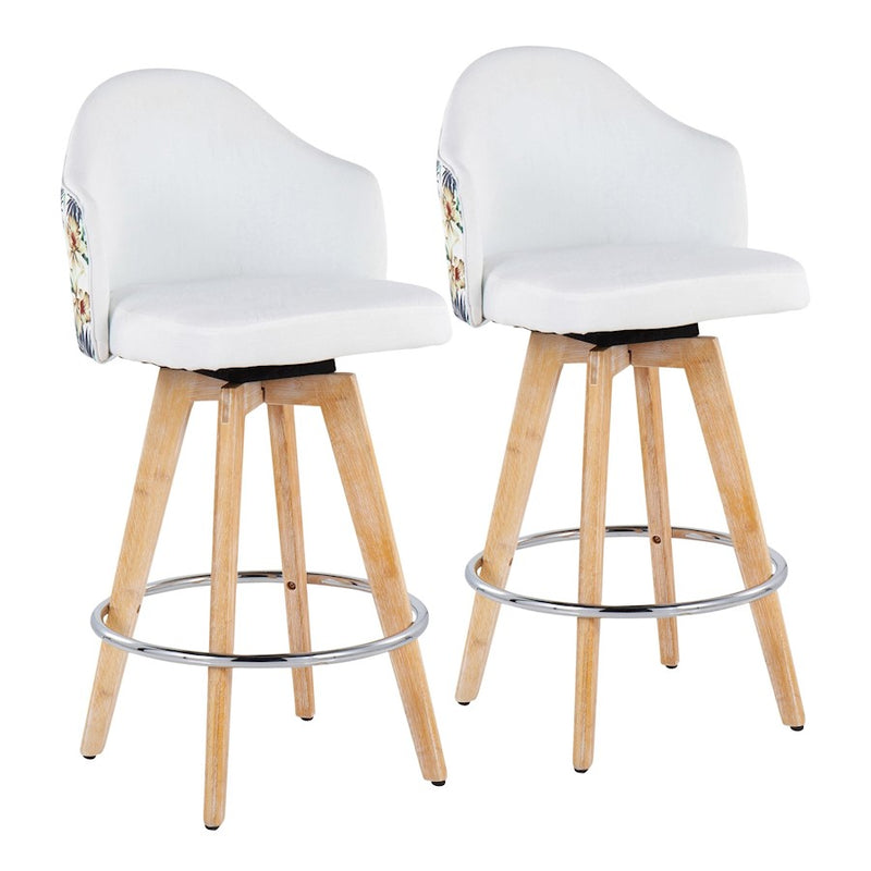 LumiSource Ahoy Counter Stool, Set of 2, White/Chrome - B26-AHOYFLOR2-RNAW2