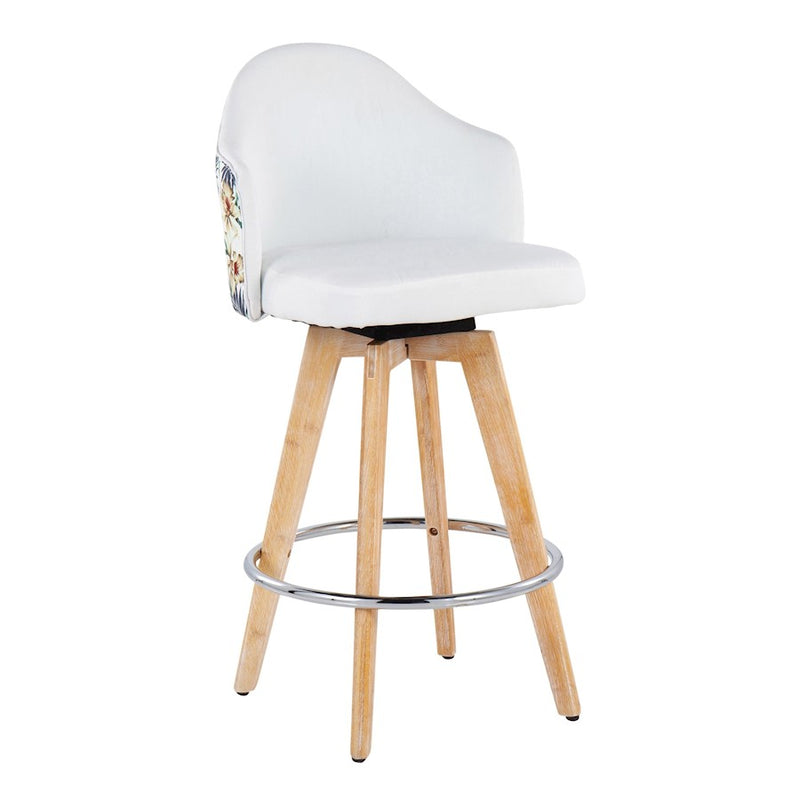 LumiSource Ahoy Counter Stool, Set of 2, White/Chrome