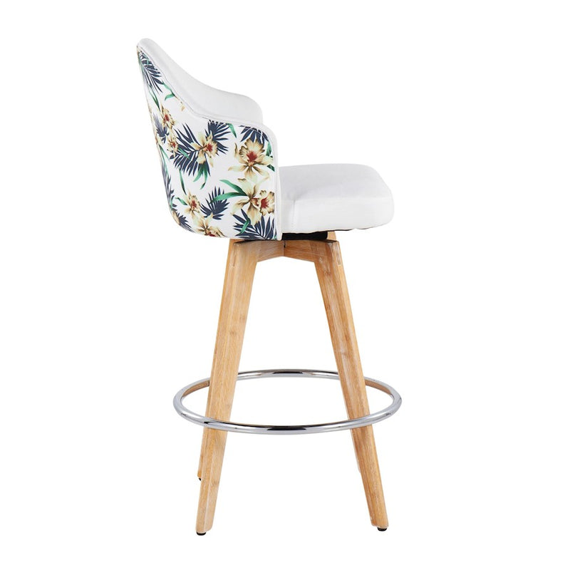 LumiSource Ahoy Counter Stool, Set of 2, White/Chrome