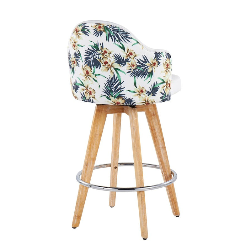 LumiSource Ahoy Counter Stool, Set of 2, White/Chrome