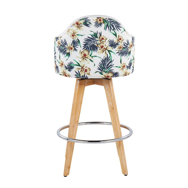 LumiSource Ahoy Counter Stool, Set of 2, White/Chrome