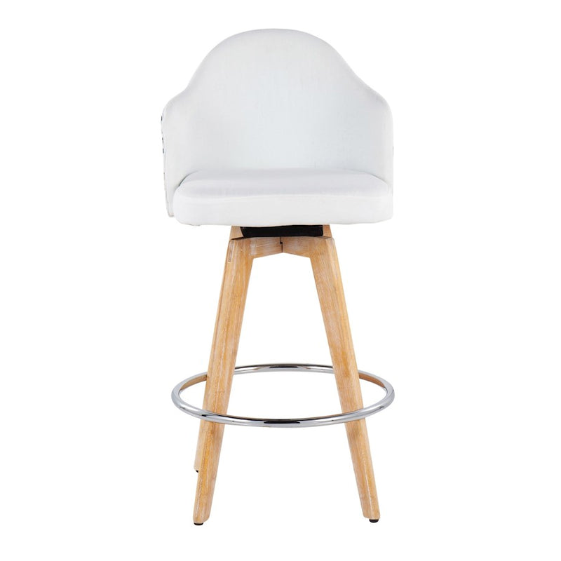 LumiSource Ahoy Counter Stool, Set of 2, White/Chrome