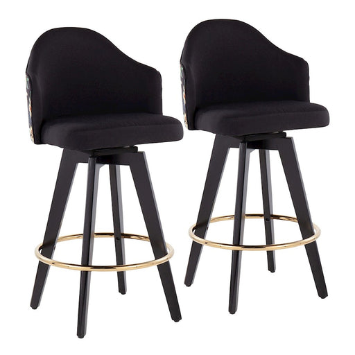 LumiSource Ahoy 26" Counter Stool, Set/2, Black/Gold - B26-AHOYFLOR2-SWVGBKBK2