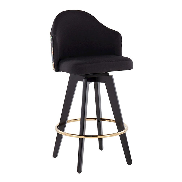 LumiSource Ahoy 26" Counter Stool, Set of 2, Black/Gold