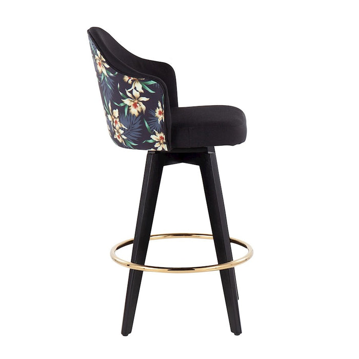 LumiSource Ahoy 26" Counter Stool, Set of 2, Black/Gold