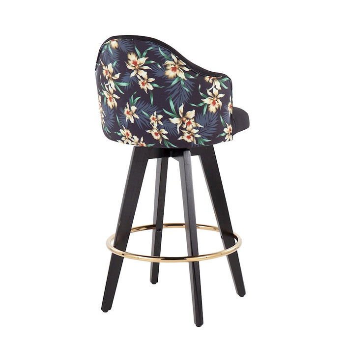 LumiSource Ahoy 26" Counter Stool, Set of 2, Black/Gold