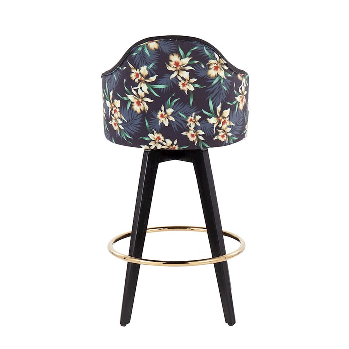 LumiSource Ahoy 26" Counter Stool, Set of 2, Black/Gold