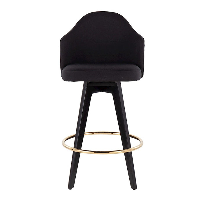 LumiSource Ahoy 26" Counter Stool, Set of 2, Black/Gold