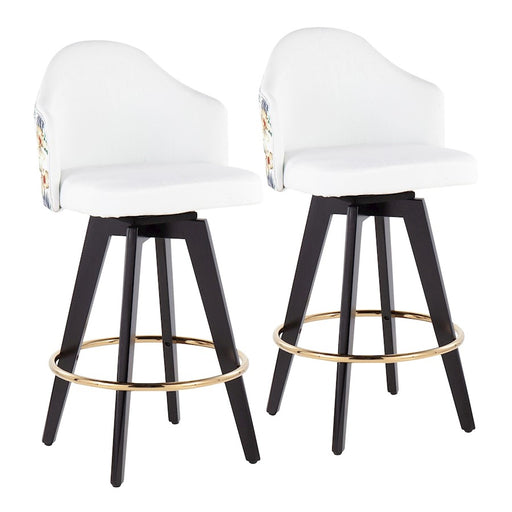LumiSource Ahoy 26" Counter Stool, Set/2, BK/Gold/White - B26-AHOYFLOR2-SWVGBKW2