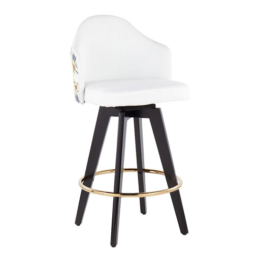 LumiSource Ahoy 26" Counter Stool, Set of 2, Black/Gold/White