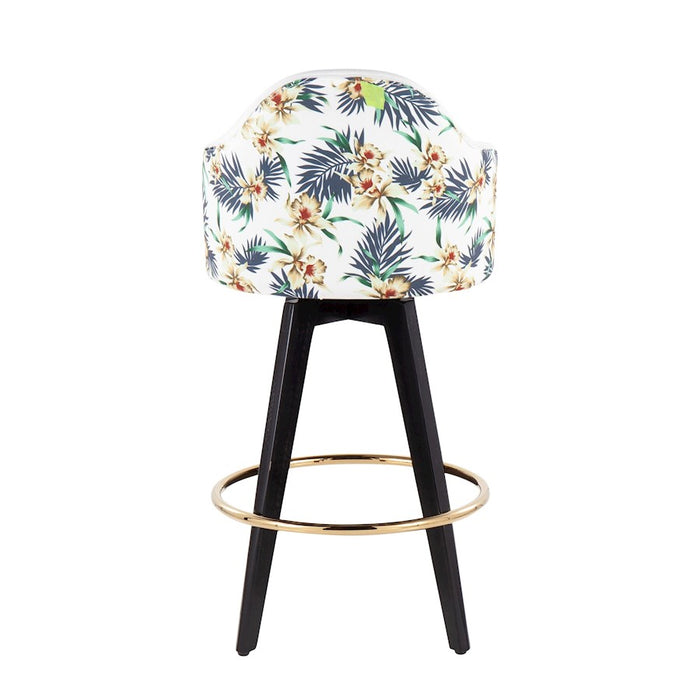 LumiSource Ahoy 26" Counter Stool, Set of 2, Black/Gold/White