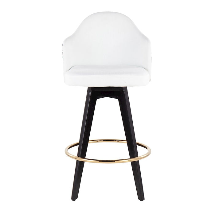 LumiSource Ahoy 26" Counter Stool, Set of 2, Black/Gold/White