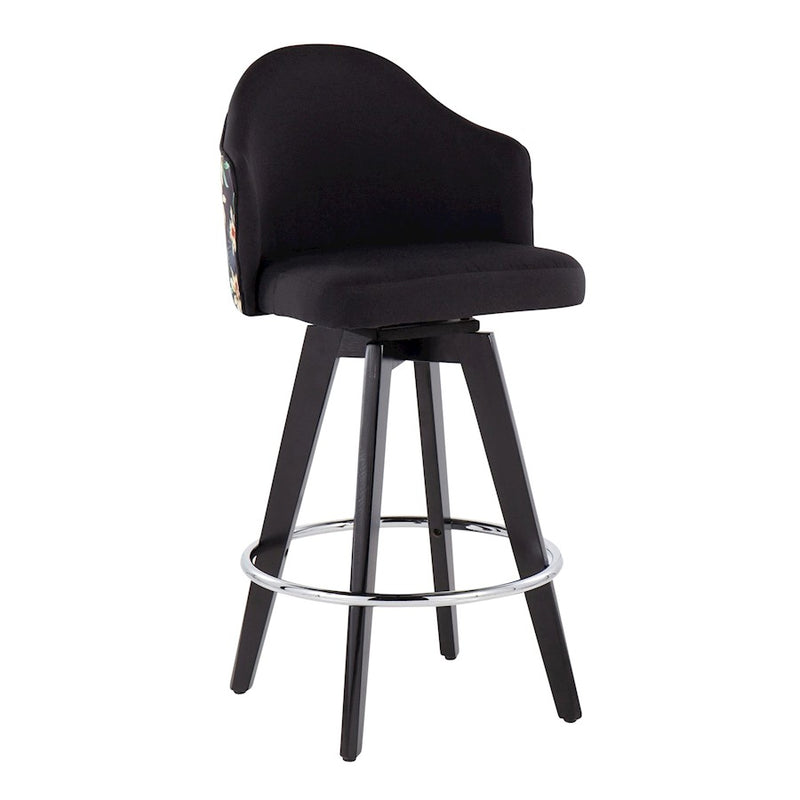 LumiSource Ahoy 26" Counter Stool, Set of 2, Black/Chrome/Black/FL