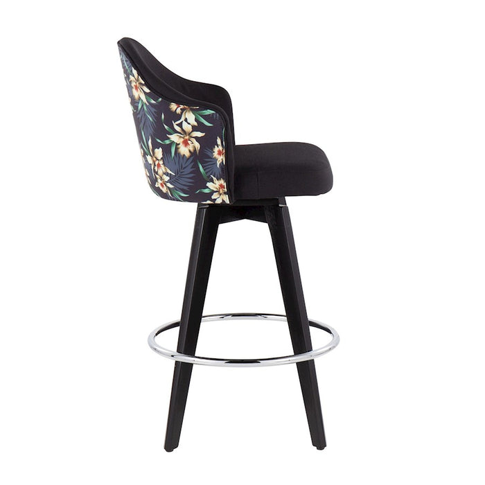 LumiSource Ahoy 26" Counter Stool, Set of 2, Black/Chrome/Black/FL