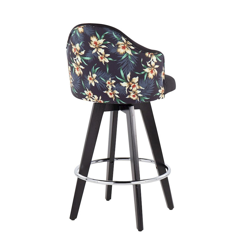 LumiSource Ahoy 26" Counter Stool, Set of 2, Black/Chrome/Black/FL