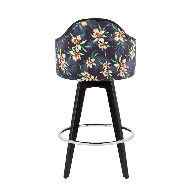 LumiSource Ahoy 26" Counter Stool, Set of 2, Black/Chrome/Black/FL
