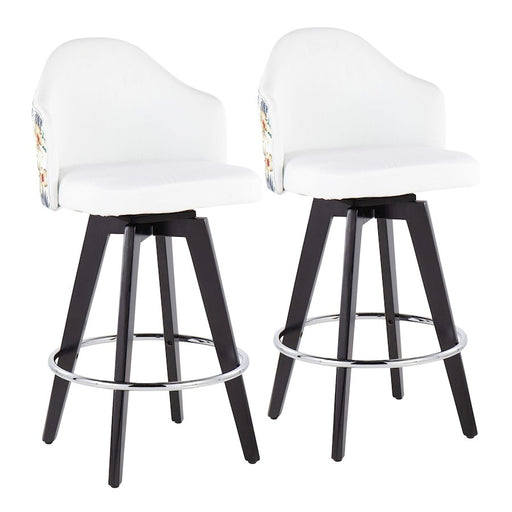 LumiSource Ahoy 26" Counter Stool, Set/2, BK/CH/WH/FL - B26-AHOYFLOR2-SWVRBKW2