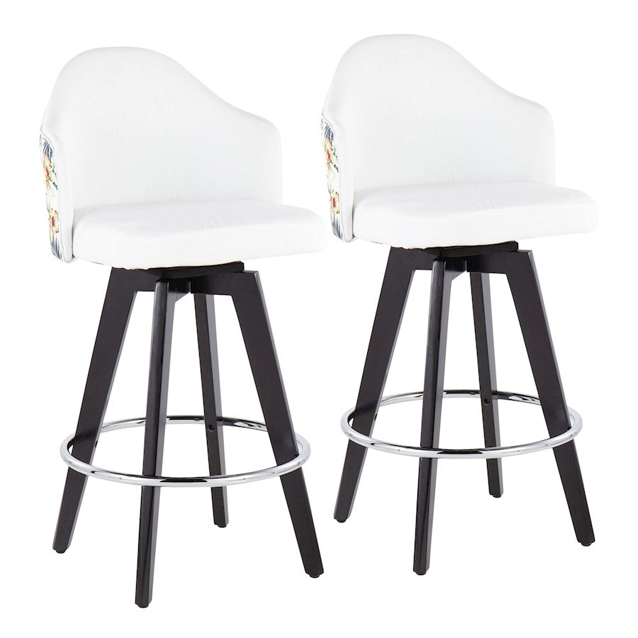 LumiSource Ahoy 26" Counter Stool, Set/2, BK/CH/WH/FL - B26-AHOYFLOR2-SWVRBKW2