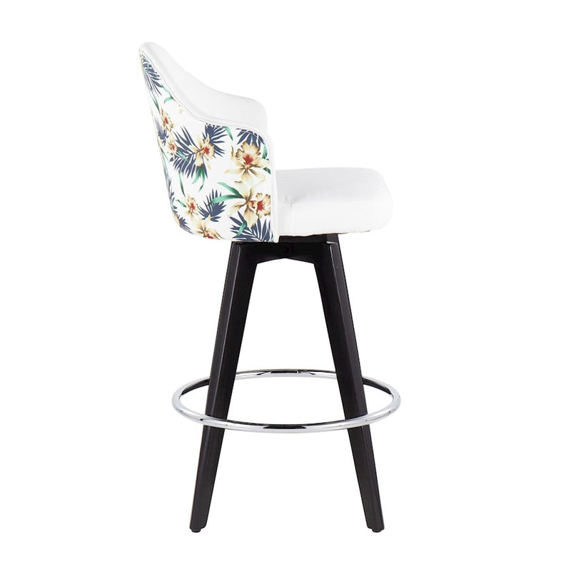 LumiSource Ahoy 26" Counter Stool, Set of 2, Black/Chrome/WH/FL