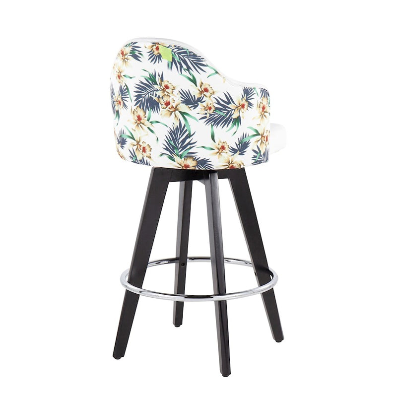 LumiSource Ahoy 26" Counter Stool, Set of 2, Black/Chrome/WH/FL