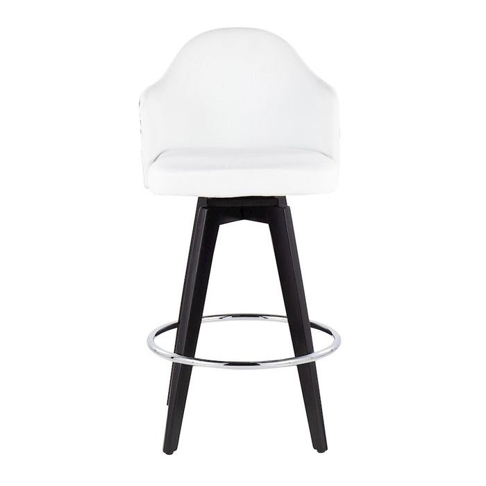 LumiSource Ahoy 26" Counter Stool, Set of 2, Black/Chrome/WH/FL