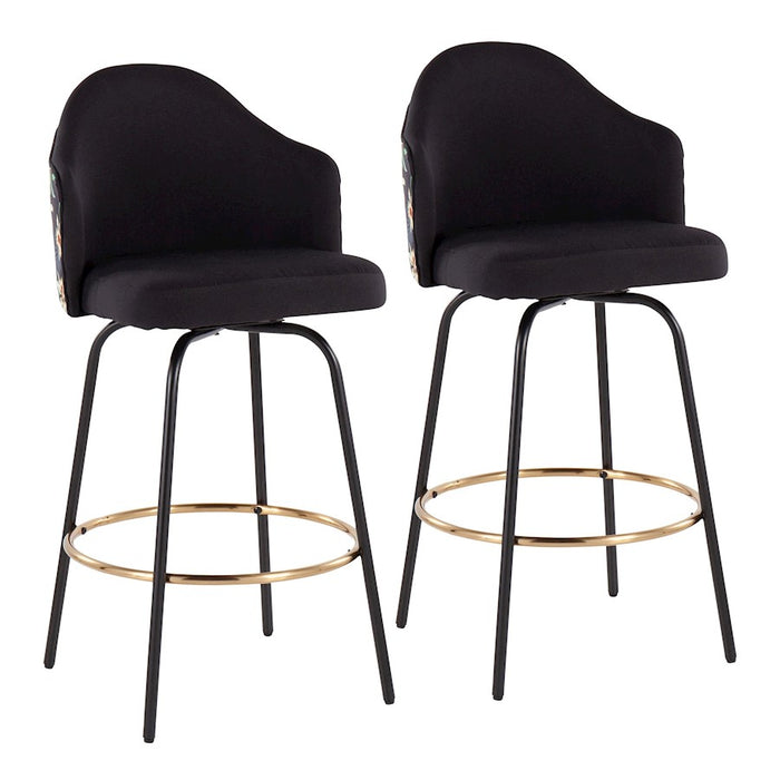 LumiSource Ahoy Counter Stool, Set of 2, Black/Gold - B26-AHOYFLORCLAIREG2BKBK2