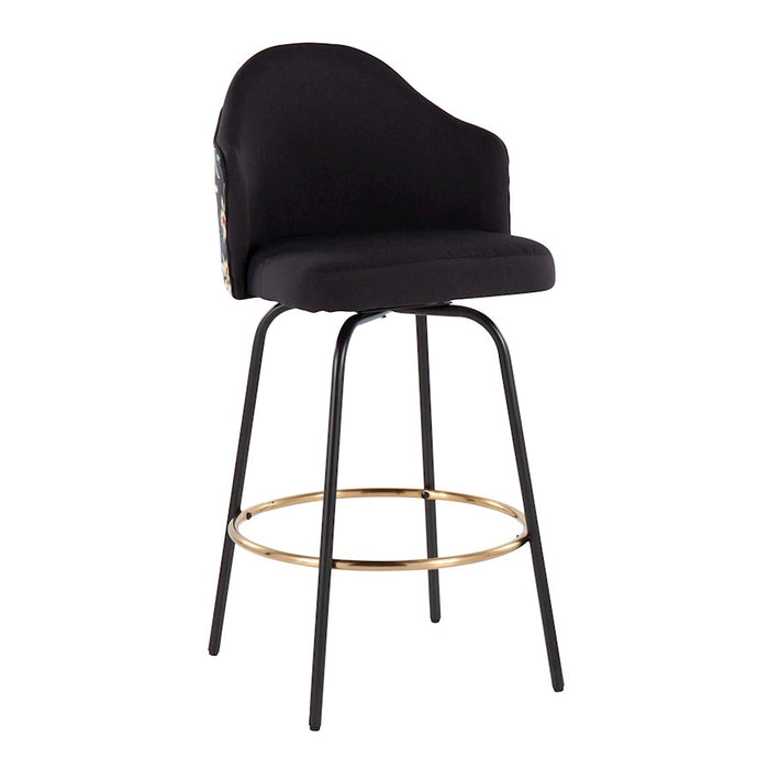 LumiSource Ahoy Counter Stool, Set of 2, Black/Gold