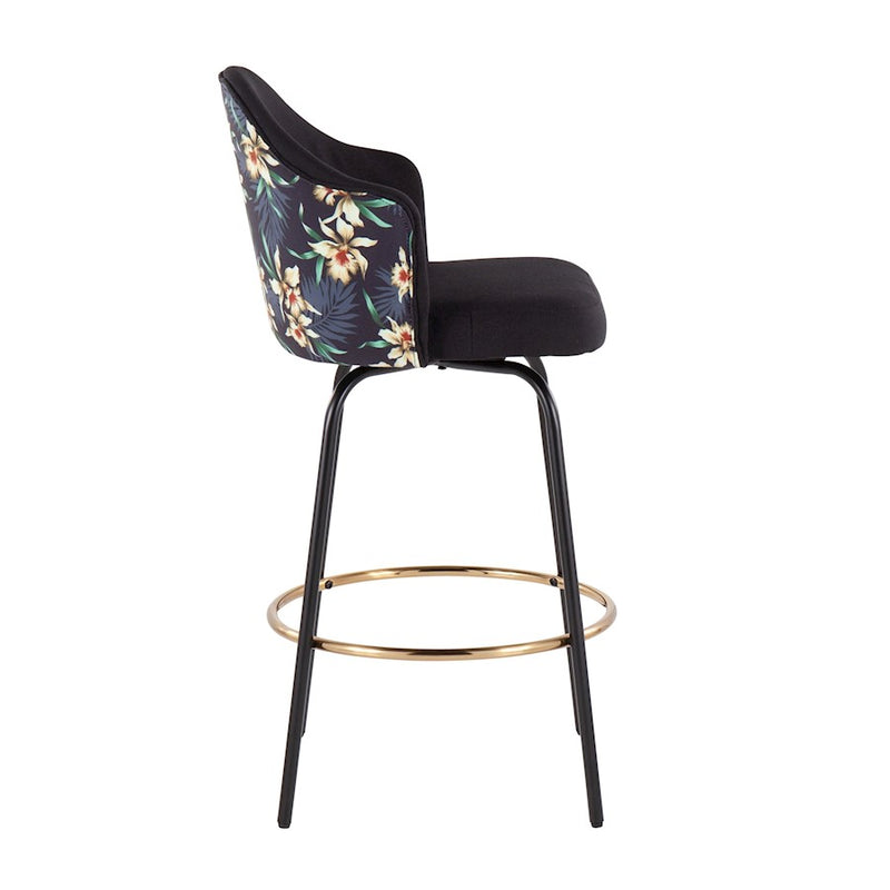 LumiSource Ahoy Counter Stool, Set of 2, Black/Gold