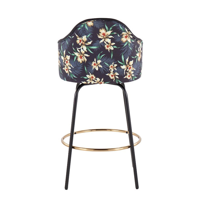 LumiSource Ahoy Counter Stool, Set of 2, Black/Gold