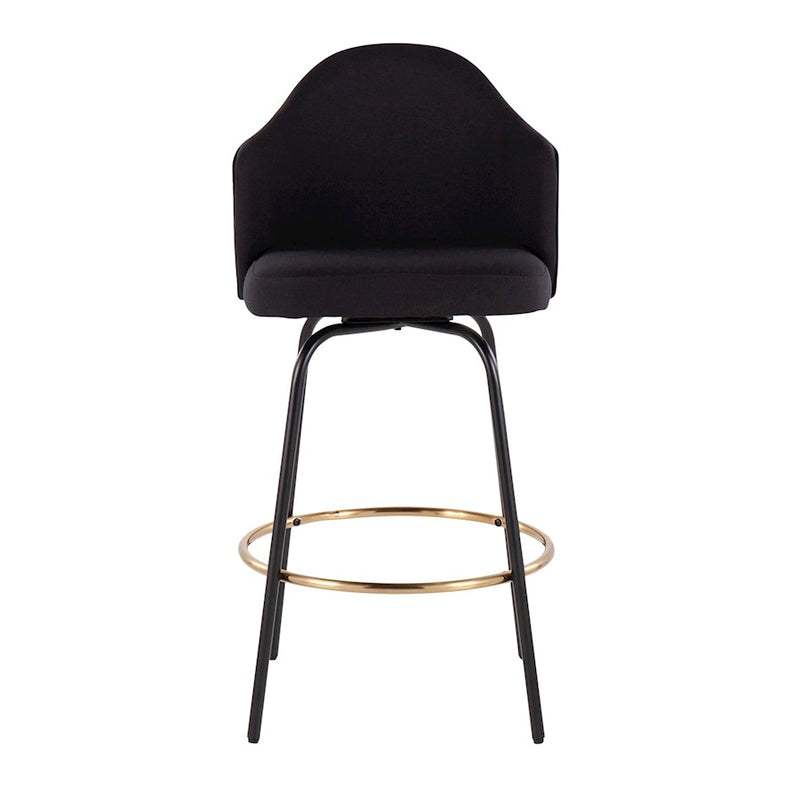 LumiSource Ahoy Counter Stool, Set of 2, Black/Gold