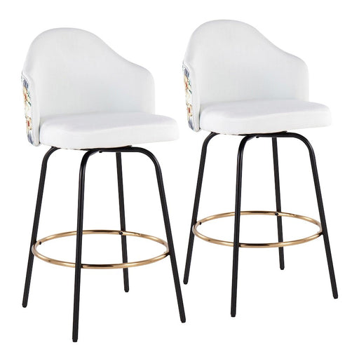 LumiSource Ahoy Counter Stool, Set/2, BK/Gold/White - B26-AHOYFLORCLAIREG2BKW2
